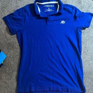 Aeropostale dark blue polo t-shirt with white logo.